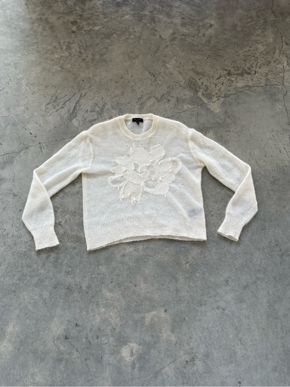 rag & bone Cream Floral Crewneck Sweater